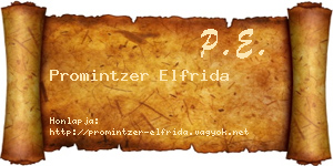 Promintzer Elfrida névjegykártya
